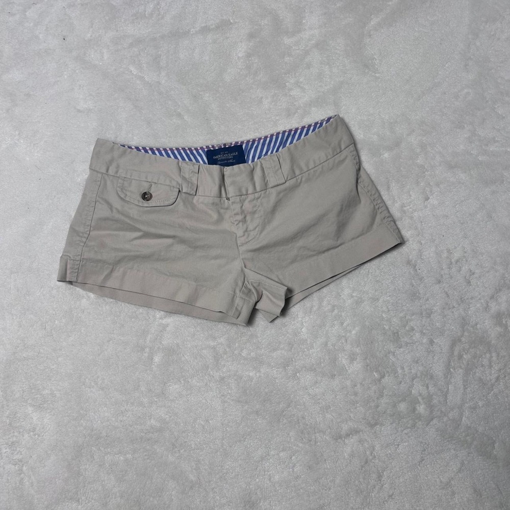American Eagle Women's 0 Khaki Low Rise Y2K‎ Micro Mini Booty Shorts